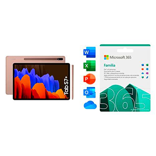 Samsung Galaxy Tab S7+ - Tablet de 12.4&quot; QHD (5G, Procesador Qualcomm Snapdragon 865 + Microsoft 365 Familia | Box